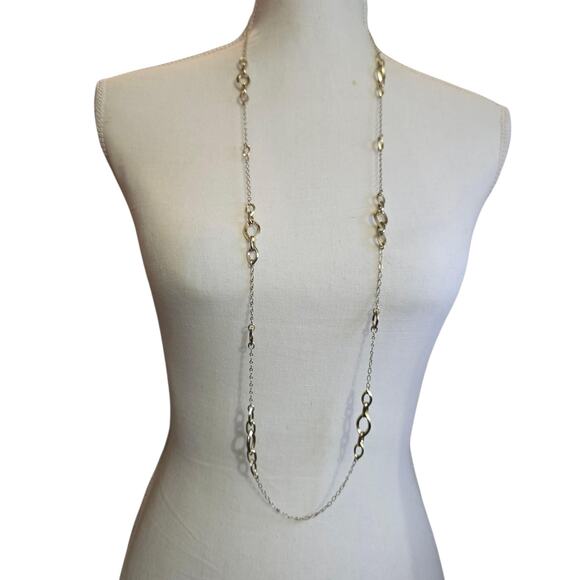 Anne Klein Gold Tone Long Chain Necklace Women Vintage Fashion Statement 36" + - Picture 1 of 8